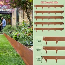 Heavy Duty Metal Garden Border 5 Pack Steel Edging 1m Long Lawn Borders 15-20CM