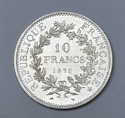 Pièce de 10 Francs HERCULE 1970, en Argent, REPUBLIQUE FRANCAISE. - Photo 1/2