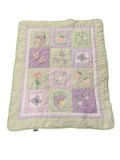 Vintage Lambs  Ivy Purple Green Crib Quilt Sweet As A Daisy