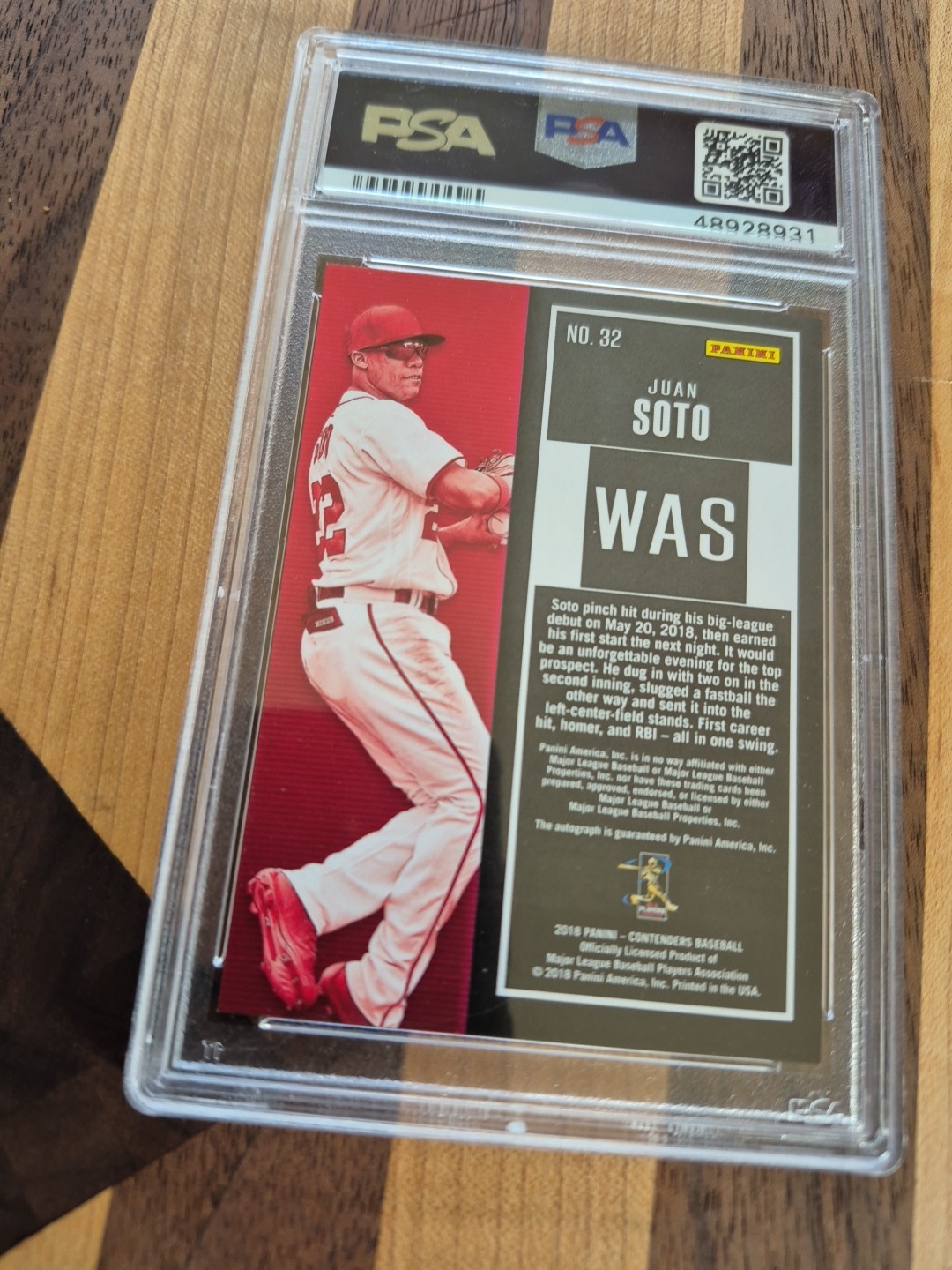 2018 PANINI CONTENDERS JUAN SOTO🔥SEASON TICKETS /99 RED ROOKIE AUTO🔥  PSA 9  view 9