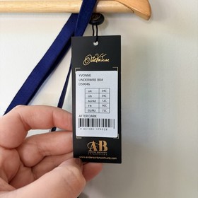 DITA VON TEESE Yvonne Underwire Bra Navy 12C Sheer Lace Lingerie NEW RRP $109.95