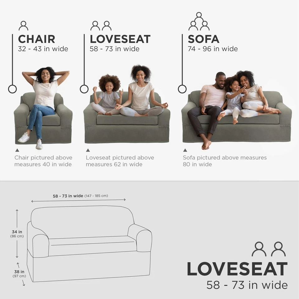 Funda protectora para muebles de sofá Pixel ultra suave elástica, sofá de dos piezas, D... Foto 4 de 4