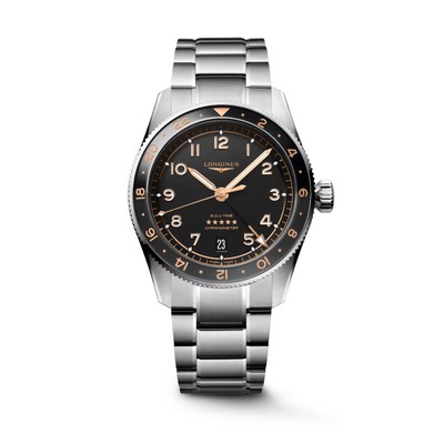 Longines Spirit Zulu Time Automatik 39 mm SS schwarzes mattes Zifferblatt...
