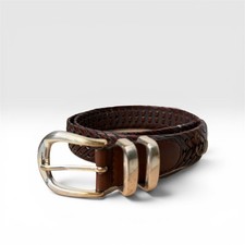 Unbranded Woven Belt Womens Brown Braided Leather Silver Buckle Boho 32/80