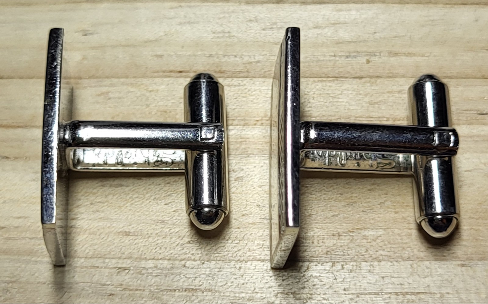 Shields Rectangle Shape Silver Cufflinks  Pre Own… - image 4