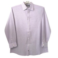 Hart Schaffner Marx Mens 17 35 Purple Micro Check Pima Cotton Non-Iron Shirt