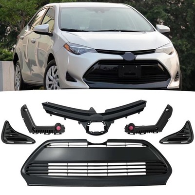 For 2017-2019 Toyota Corolla LE XLE CE Front Grille Fog Covers Brackets Set 6PCS