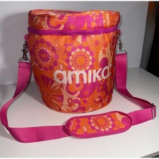 Bolso de Mano Térmico Amika Signature Estampado Aislado Rosa Naranja Floral NUEVO