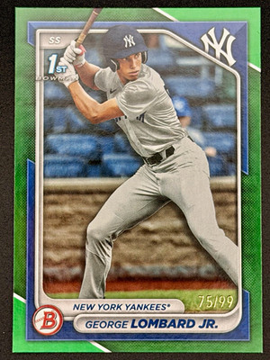 2024 Bowman George Lombard Jr. 1st Bowman Green /99 #BP-79 Yankees Prospect
