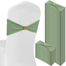 100 Pcs Spandex Chair Sashes Bows with Rhinestone Ring Buckle Slider Elastic ...