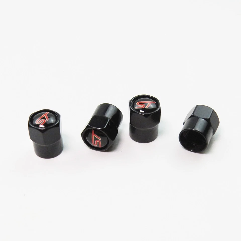 Compatible with Ford ST 4Pcs Tire Valve Stem Caps Black Anodized Aluminum Set - Image 4 of 4