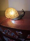 Vintage 1980s Amber  Snail Lamp , Table Lamp