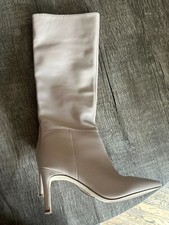 Marc Fisher LTD Boots Sz 8 M Ivory Beige Siletto Pointed Toe Leather Calf Boot