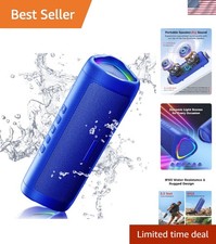 Waterproof 20W Bluetooth Speaker with 24H Playtime  Dynamic Light Show - Blue
