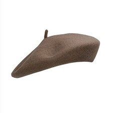 Women Wool Beret Hat French Style Solid Color One Size Brown