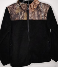 Mossy Oak Boys Lightweight Fleece Jacket Size 7 Black Camo Zip Up