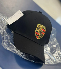 Porsche Official Crest Black Baseball Cap Unisex Adjustable Sports Hat NWT