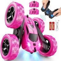 Qunreda Ferngesteuertes Stunt Auto Pink 4WD 2.4Ghz Mit LED Licht 360 Flip 6-12