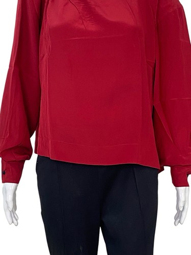 Isabel Marant Mujer Manga Larga Soie Seda Rojo Blusa Túnica Superior Talla L 40 - Imagen 6 de 14