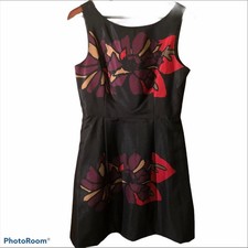 Taylor Fit & Flare Dress Floral A-Line Sleeveless Pockets Black Red Cocktail