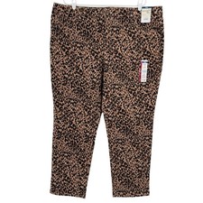 Terra  Sky Womens Core Straight Stretch Brown Leopard Denim Jeans Plus 20WP NWT