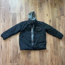 Dickies Mens Hooded Canvas Work Jacket Black Quilted Utility Coat XL