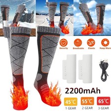 Electric Heated Socks Rechargeable Battery Men Women Winter Foot Warmer 2200mAh