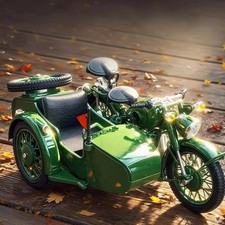 Modellino moto in lega lato militare retrò 1/10 giocattolo pressofuso luci e suoni