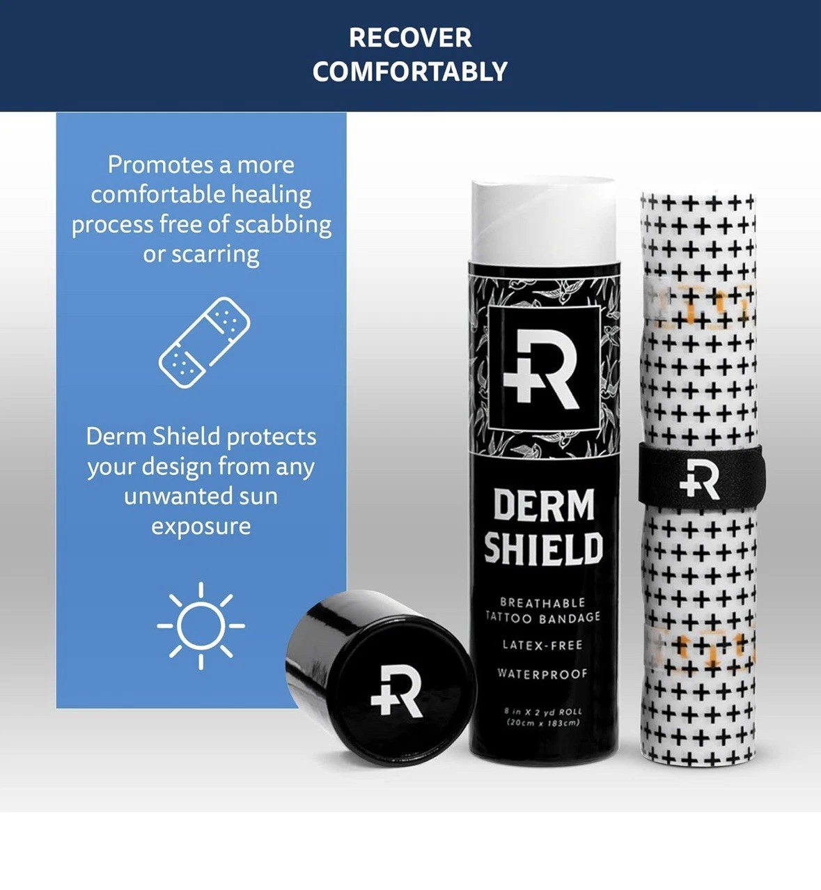 Recovery Derm Shield Tattoo Aftercare Bandage Roll - Transparent, Waterproof - product detail image 2