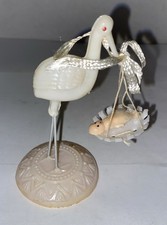 Vtg 4-1/4" tall 1960s Stork w/Baby Shower Gift Decoration Celluloid Cake Topper