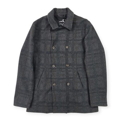 Fred Perry x Raf Simons Checkered Peacoat Grey Men's Medium 