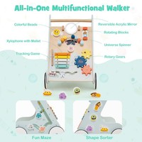 Baby Walker Push and Pull Learning Activity Center-Green Wooden