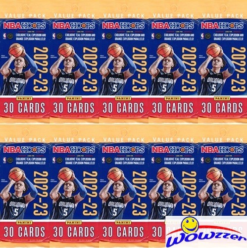 (10) 2022/23 Panini Hoops Basketball HUGE JUMBO FAT CELLO Sealed Pack-300 Cards!