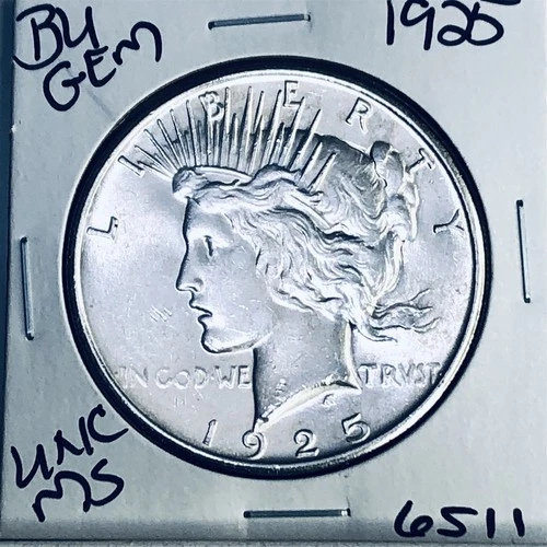 1925 P BU GEM PEACE SILVER DOLLAR UNC MS+++ U.S. MINT RARE COIN 6511