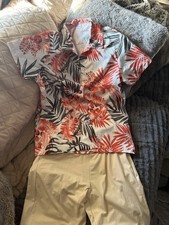 Boys cruise shirt shorts Outfit vacation Hawaiian Tropical Kids Set 11/12 new