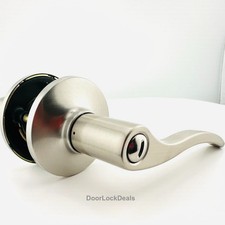 Modern Satin Nickel 619 Privacy Door Lever Lock Bathroom Bedroom Interior