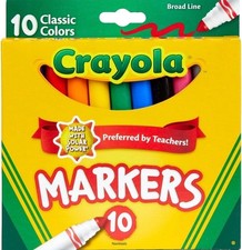 NEW Crayola Classic Colors Broad Line Tip Markers 10 count Bold Bright Nontoxic