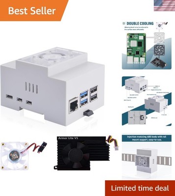 Modular DIN Rail Case with Armor Lite V5 for Raspberry Pi 5 - Perfect for DIY