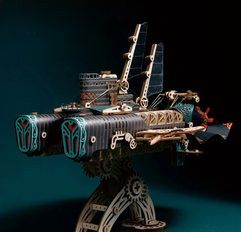 25cm Futuristic Steampunk Airship Model Kit 3D Puzzle for Adults