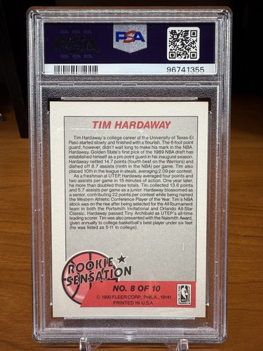 1990-91 Fleer Tim Hardaway Rookie Sensations RC #8 Graded PSA 7 - Picture 2 of 2