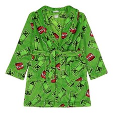 Minecraft Creeper Green Fleece Robe Sleepwear Boy's Size 10 NEW