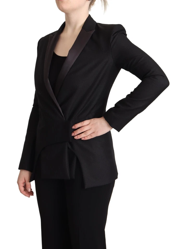 Costume National Chaqueta Negra Manga Larga Doble Botonadura IT40/US6/S - Imagen 2 de 4