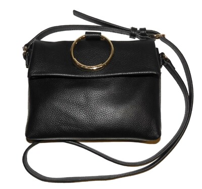 vince camuto black leather crossbody purse