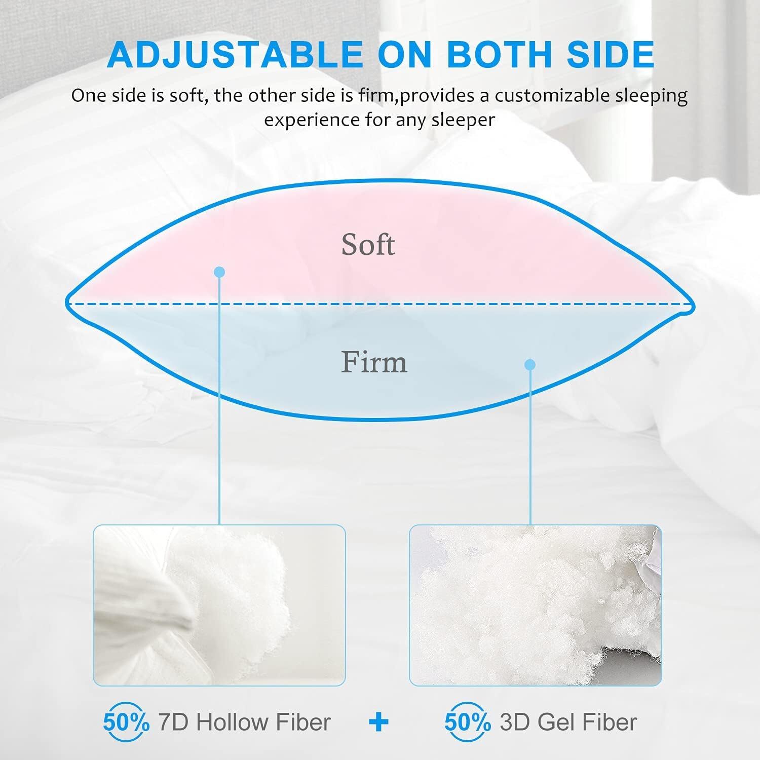 EIUE Hotel Collection Bed Pillows for Sleeping 2 Pack Queen Size，Pillows for Sid
