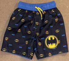 Used BATMAN Boy's Youth Swimming Shorts UPF 50 Size 3T Batman Logo Lined Mesh