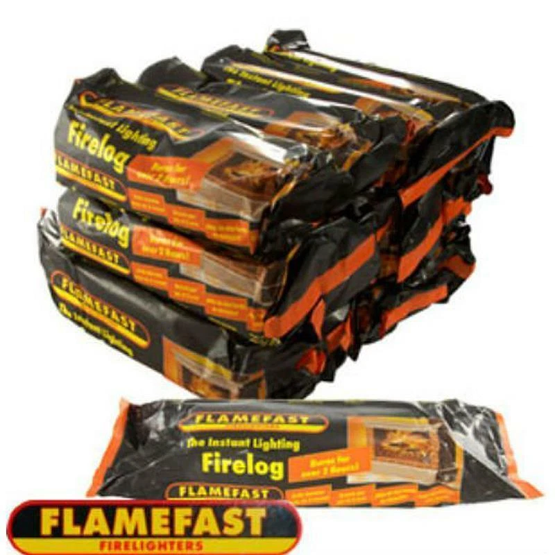 FlameFast Instant Lighting Firelog Fireplace Fuel Fire Log 2 Hour Burn 15  Pack 5022704111399 | eBay
