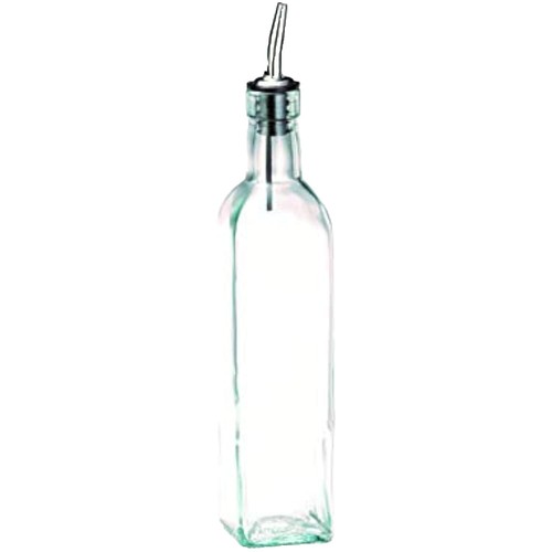 TableCraft Siena 16 Oz Green Tint Glass Oil Bottle - Dispenser For Olive Oil, Vinegar & Cooking Oils