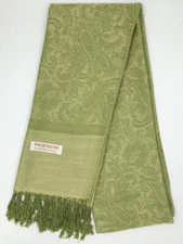 NEW ELEGANT JACQUARD PAISLEY  PASHMINA SCARF/WRAP/SHAWL-- PEAR GREEN #36