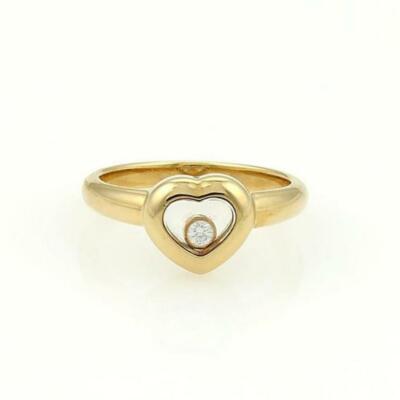 Chopard Happy Diamond 18k Yellow Gold Heart Ring Size 7.25 Cert