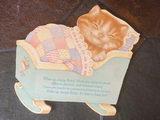 Vintage HALLMARK Kitten Cradle Wall Plaque for Baby Toddler Room 1987, Nice